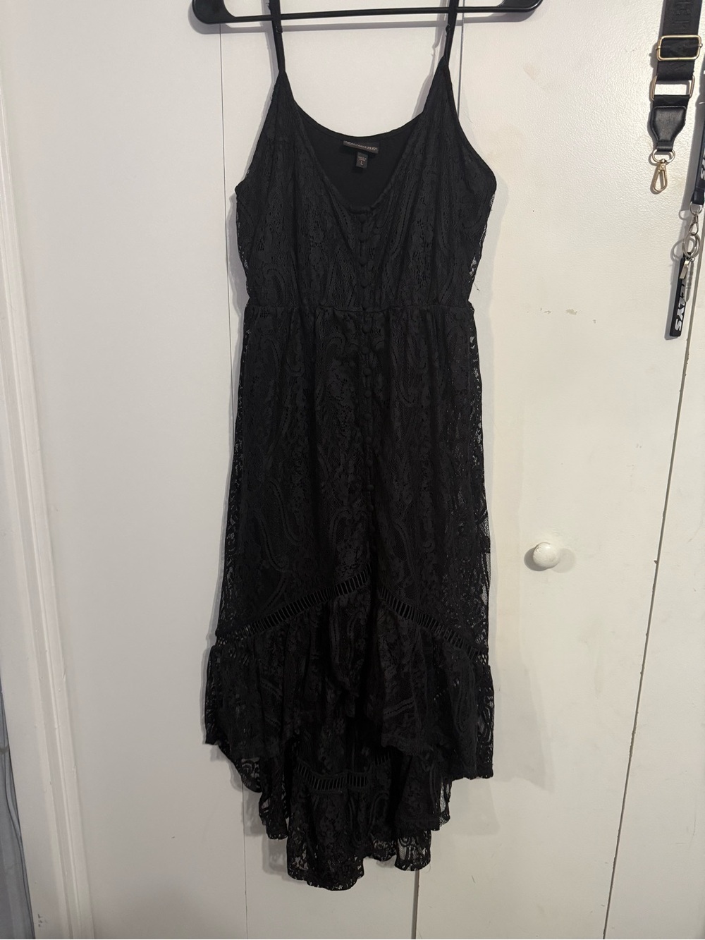 Shyanne Black Lace High-Low Slip Dress